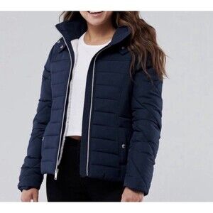 Hollister Puffer Jacket Women Quilted Winter Coat Blue Ev5 Size S